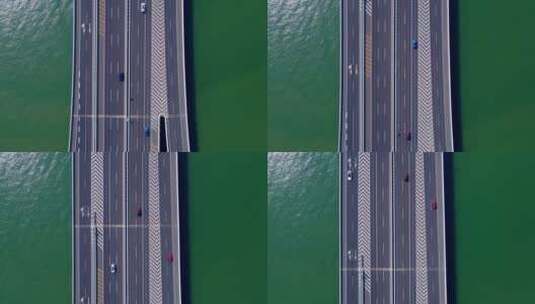 4k 航拍青岛胶州湾跨海大桥高速公路天际线高清在线视频素材下载
