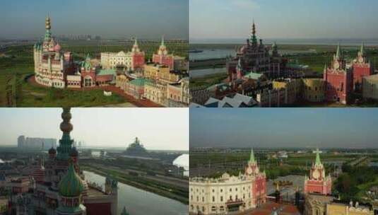 俄罗斯城堡航母主题公园高清在线视频素材下载