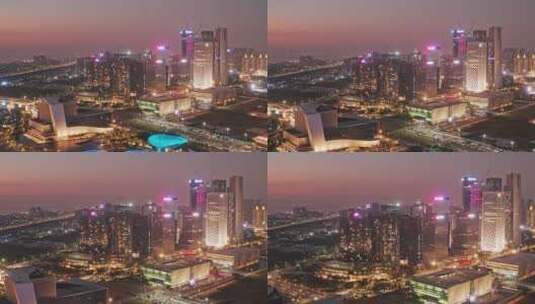 深圳宝安中心区夜景航拍高清在线视频素材下载