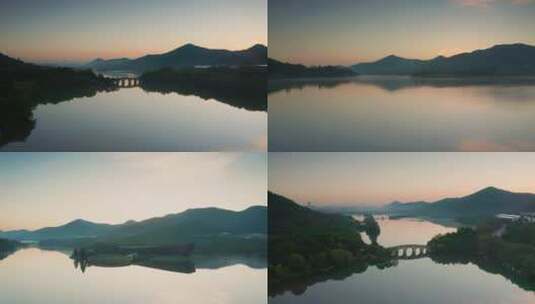 杭州湘湖跨湖桥遗址博物馆风光航拍合集高清在线视频素材下载