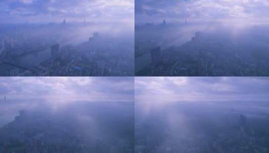 广州珠江日出朝阳云海云雾缭绕唯美风光航拍高清在线视频素材下载