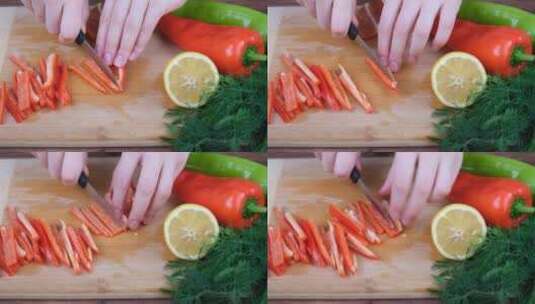 【4K】 刀工 切菜 美食 特写高清在线视频素材下载