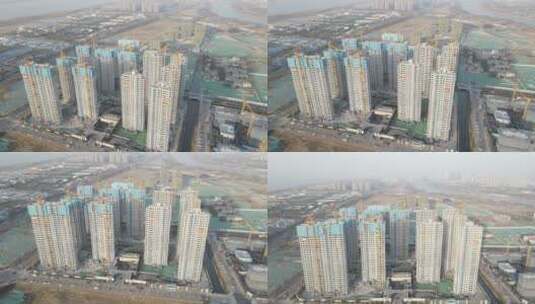 南京江心洲周边建设发展4K航拍原素材高清在线视频素材下载