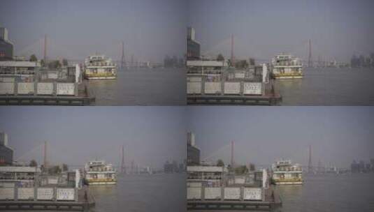 HLG灰片 轮渡 东方渔人码头 杨浦大桥 江边高清在线视频素材下载