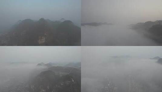 云雾缭绕中的贵州省镇远古镇航拍4k合集高清在线视频素材下载