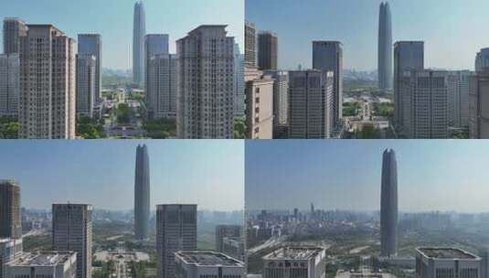 航拍武汉城市中央商务区CBD高楼建筑群高清在线视频素材下载