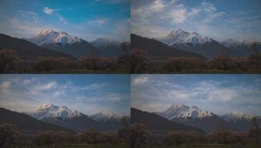 南迦巴瓦峰旁日出延时摄影高清在线视频素材下载