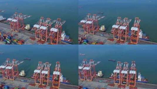 广州南沙港集装箱码头塔吊延时高清在线视频素材下载