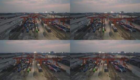 中铁联集成都中心站一带一路欧洲班列港口高清在线视频素材下载