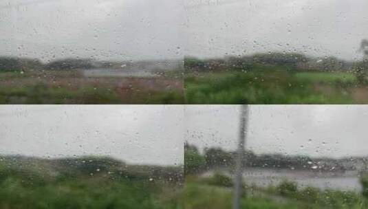 高铁雨窗风景高清在线视频素材下载