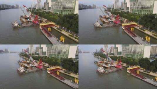 广州海心桥建设初期高清在线视频素材下载