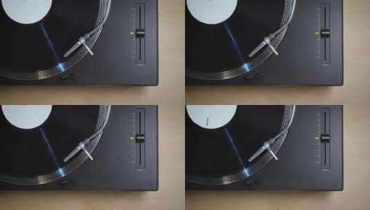 带旋转LP唱片的黑色现代转盘高清在线视频素材下载