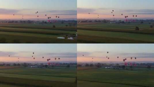 航拍热气球升空景观高清在线视频素材下载