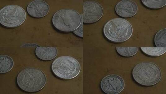 美国古董硬币的旋转库存镜头-MONEY 0069高清在线视频素材下载