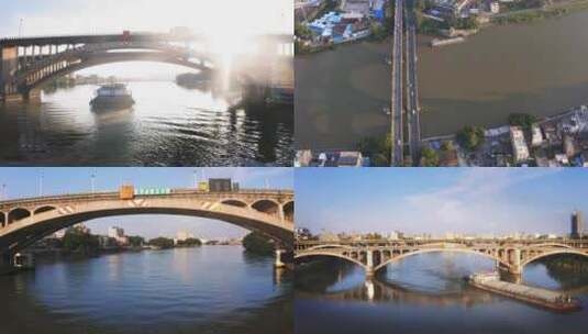 佛山南海五斗大桥（已拆）航拍高清在线视频素材下载