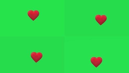 绿幕背景一个跳动的红色爱心高清在线视频素材下载