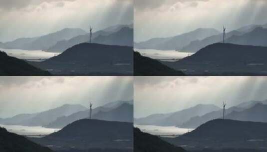 海岛风力发电机高清在线视频素材下载