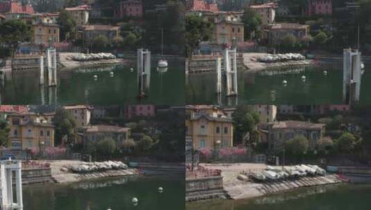 意大利科莫湖瓦伦纳港鸟瞰图高清在线视频素材下载