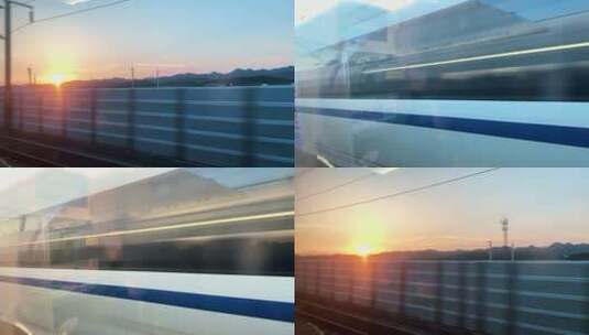 列车窗外日落高清在线视频素材下载