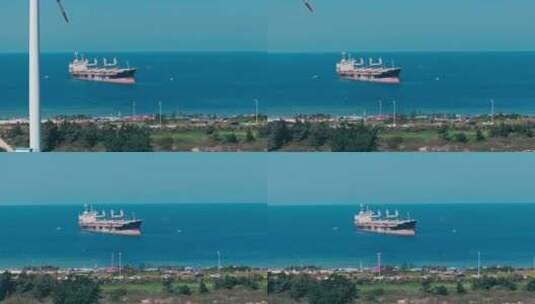 航拍布鲁威斯号巨轮高清在线视频素材下载