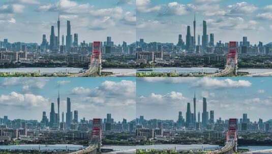 广州城市延时 广州地标cbd航拍高清在线视频素材下载