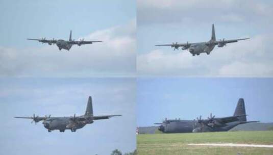 4K超稳：德国空军C-130J大力神运输机高清在线视频素材下载