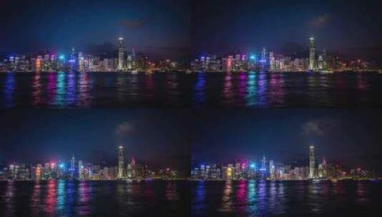 香港维多利亚港的城市夜景高清在线视频素材下载