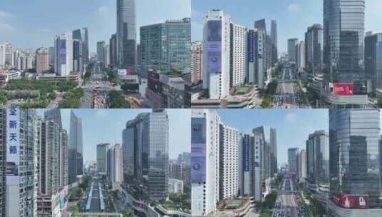 广州天河路城市建筑风光航拍城市道路交通高清在线视频素材下载