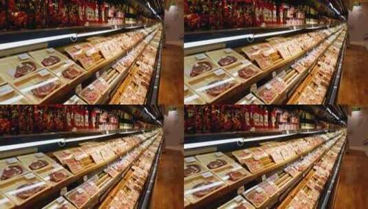 超市生鲜肉类柜台高清在线视频素材下载