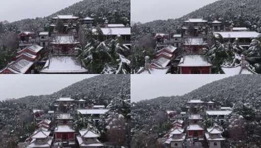 洛阳龙门石窟香山寺雪景高清在线视频素材下载