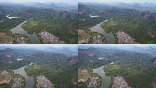 航拍韶关丹霞地貌 丹霞山阳元峰长老峰景区高清在线视频素材下载