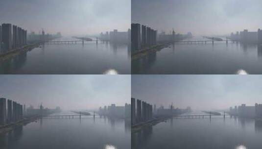 长沙湘江及银盆岭大桥高清在线视频素材下载