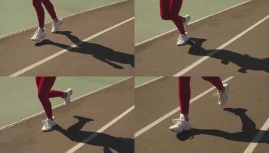 在跑步的女人操场跑道上跑步跑步特写脚特写高清在线视频素材下载