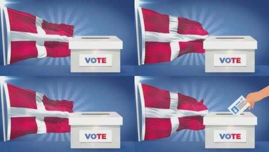 丹麦国旗和投票箱2024年大选高清在线视频素材下载