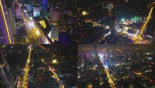 南京市鼓楼区车流夜景航拍延时高清在线视频素材下载