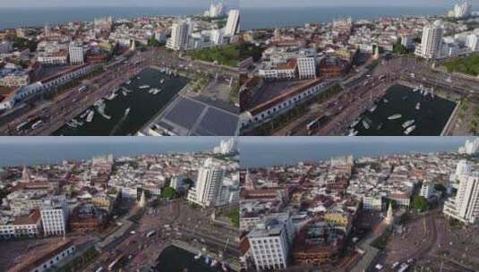 哥伦比亚卡塔赫纳。沿海交通、港口和旧殖民高清在线视频素材下载