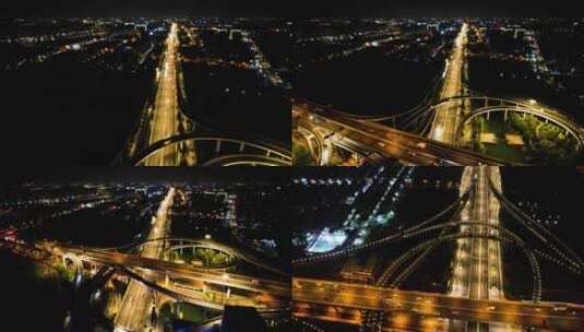 城市立交桥高架桥汽车车流夜景视频素材高清在线视频素材下载