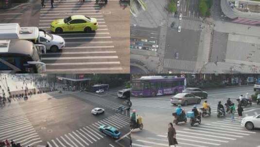 城市马路车流人流视频素材高清在线视频素材下载