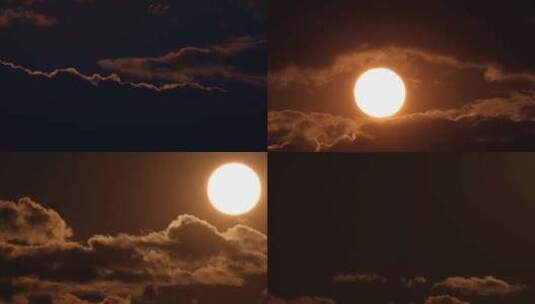 太阳时移时移满月时移月出晚云云景高清在线视频素材下载