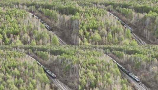 穿越大兴安岭森林的旅客列车高清在线视频素材下载
