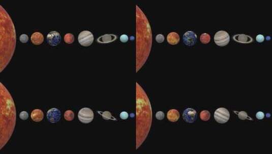九大行星排列高清在线视频素材下载