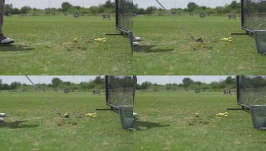 高尔夫球杆和球发球台准备挥杆高清在线视频素材下载