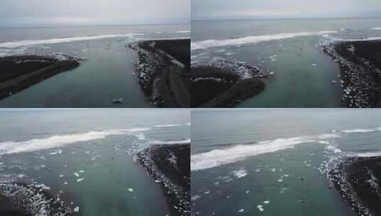 4k航拍冰岛钻石沙滩河流全景高清在线视频素材下载