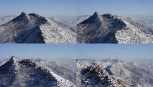 内蒙古呼和浩特马鬃山滑雪场缆车雪景航拍高清在线视频素材下载