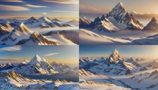 超级大合集日照金顶雪山风景高清在线视频素材下载