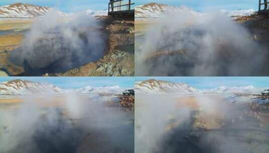 山区空中的地热池高清在线视频素材下载