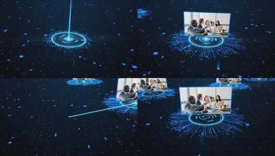 蓝色科技空间粒子光线企业商务图文展示高清AE视频素材下载