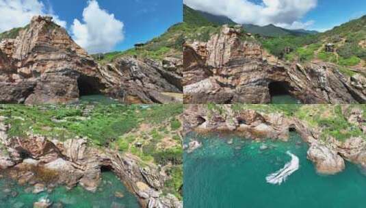 大疆无人机实拍原素材航拍海岸蓝天白云风景高清在线视频素材下载