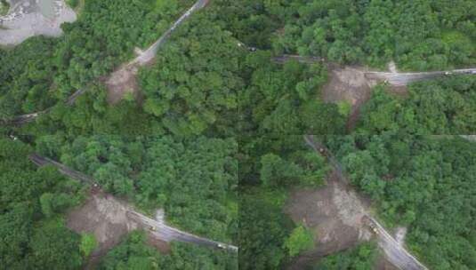 雨季泥水流塌方路段工程车抢修高清在线视频素材下载