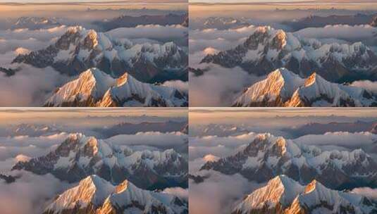 雪山云雾阳光山峰云海日出自然生态环境风景高清在线视频素材下载